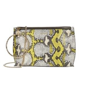 Ted Baker London Yellow Snakeskin Print Clutch Crossbody Bag Wristlet Gold Chain